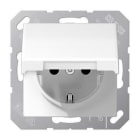 JUNG - Base enchufe Schuko® con tapa abatible blanco alpino