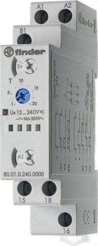 FINDER - Temporizador modular multifunción SERIE 80, 1 contacto conmutado, 16A, 12...240V AC/DC (emb.1u)