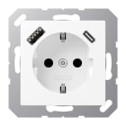 JUNG - Enchufe Schuko® cargador USB tipo A-C blanco mate