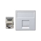 SIMON - Placa SIMON K45 V&D plana con guardapolvo para 1 conector CAT6 FTP aluminio