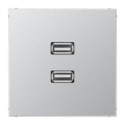 JUNG - Placa 2xUSB aluminio para Serie LS