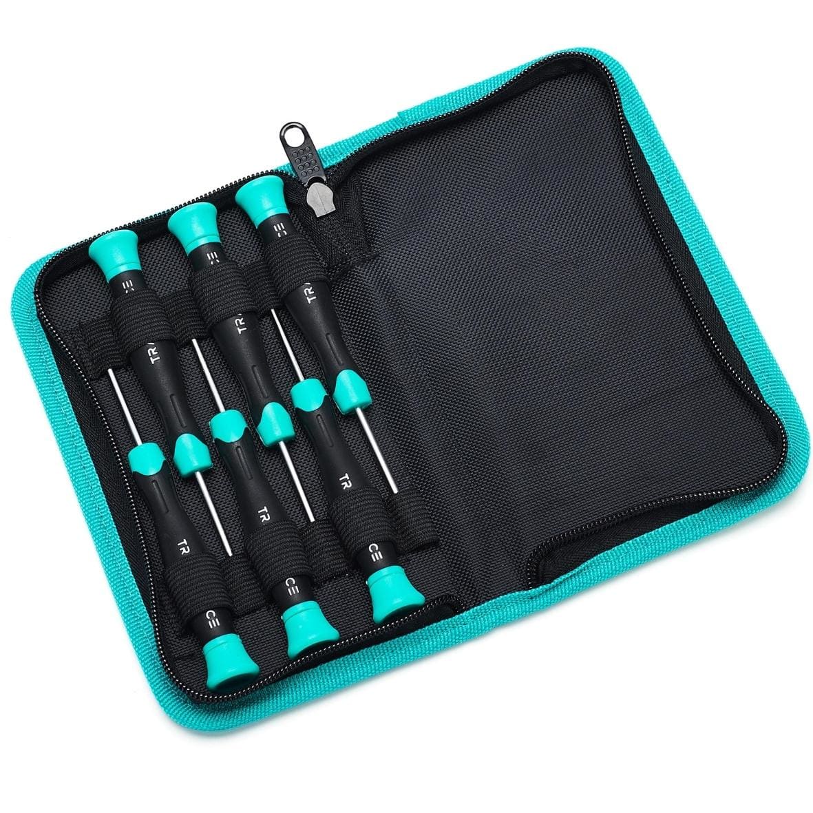 TRADEFORCE - 6 DESTORNILLADORES PRECISIÓN SL2mm, SL2,5mm,SL3mm y PH0, PH00 y PH000 con estuche