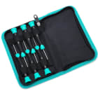 TRADEFORCE - 6 DESTORNILLADORES PRECISIÓN SL2mm, SL2,5mm,SL3mm y PH0, PH00 y PH000 con estuche