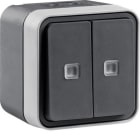 HAGER - Conmutador doble estanca con indicador luminoso superficie gris