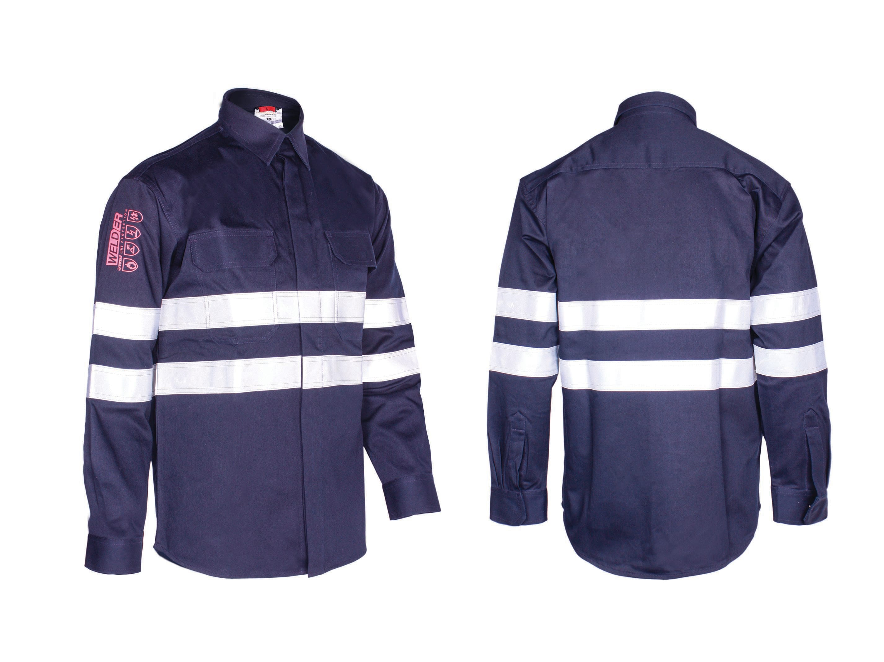 3L - CAMISA WELDERBAND AZUL CON BANDAS IGNIFUGA T.L Normativa: EN ISO 13688, EN ISO 11612, EN ISO 11611, EN 1149-5, EN 1150 & IEC 61482-2