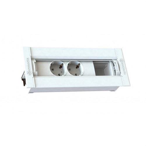 MMCONECTA - Regleta Easyblock ROLLER entrada CR 2 schukos hueco 45x45 grafito y anclaje de aluminio