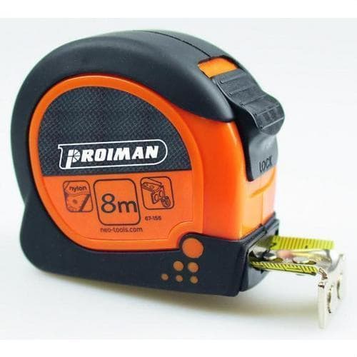 PROIMAN - Flexometro 8mx30mm con freno retorno + clip cinturón cinta 25m/m