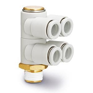 SMC - KQ2ZD10-04AS  RACOR CODO CUÁDRUPLE, VERTICAL ORIENTABLE Ø10 RC 1/2