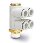 SMC - KQ2ZD10-04AS  RACOR CODO CUÁDRUPLE, VERTICAL ORIENTABLE Ø10 RC 1/2