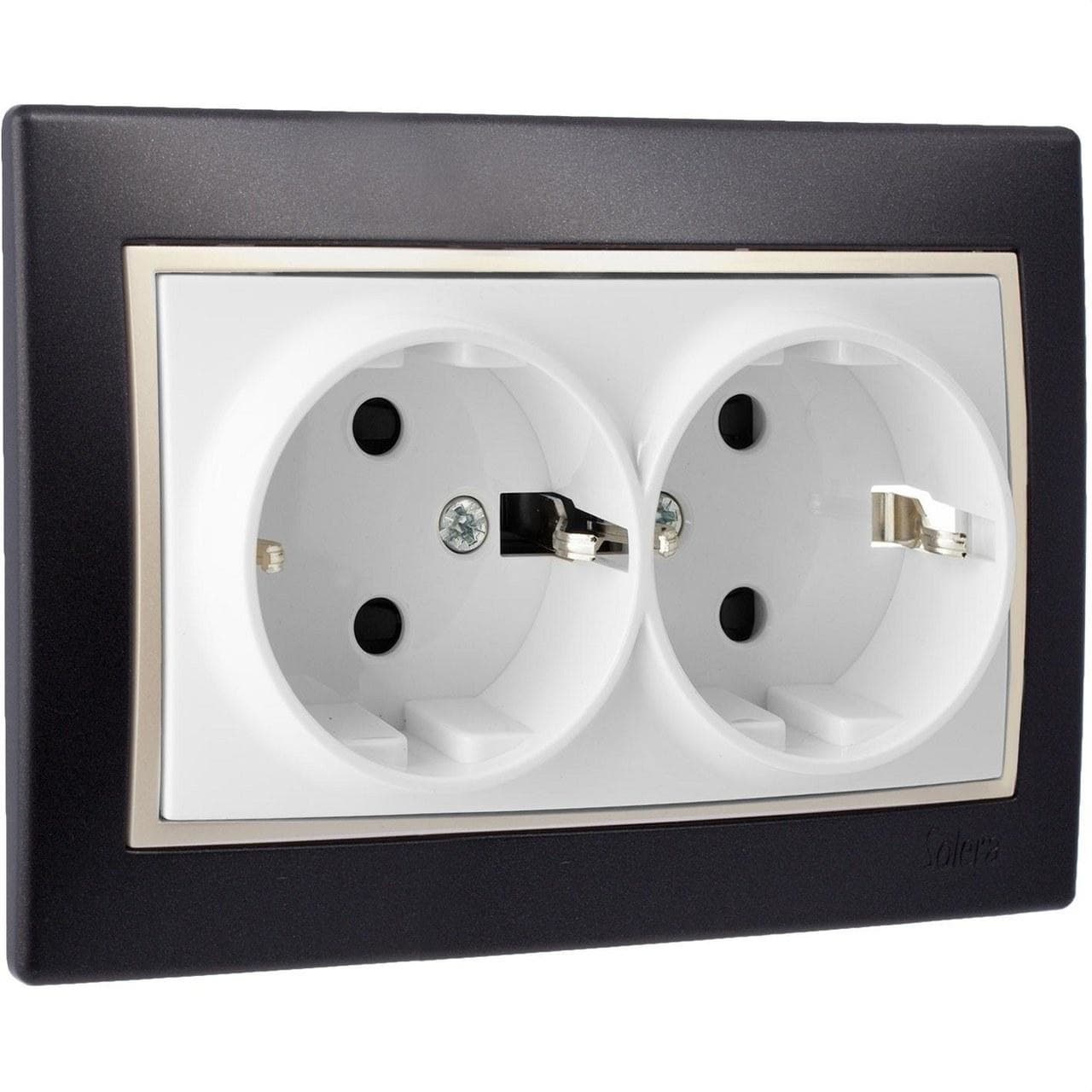 SOLERA - Base doble enchufe 2P+TT obturador 16A 250V 154x81 negro