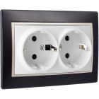 SOLERA - Base doble enchufe 2P+TT obturador 16A 250V 154x81 negro