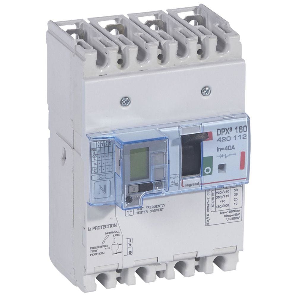 LEGRAND - Automático MCCB DPX³ 160 - magnetotérmico diferencial -- 4P - Icu 36 kA (400 V~) - In 40A