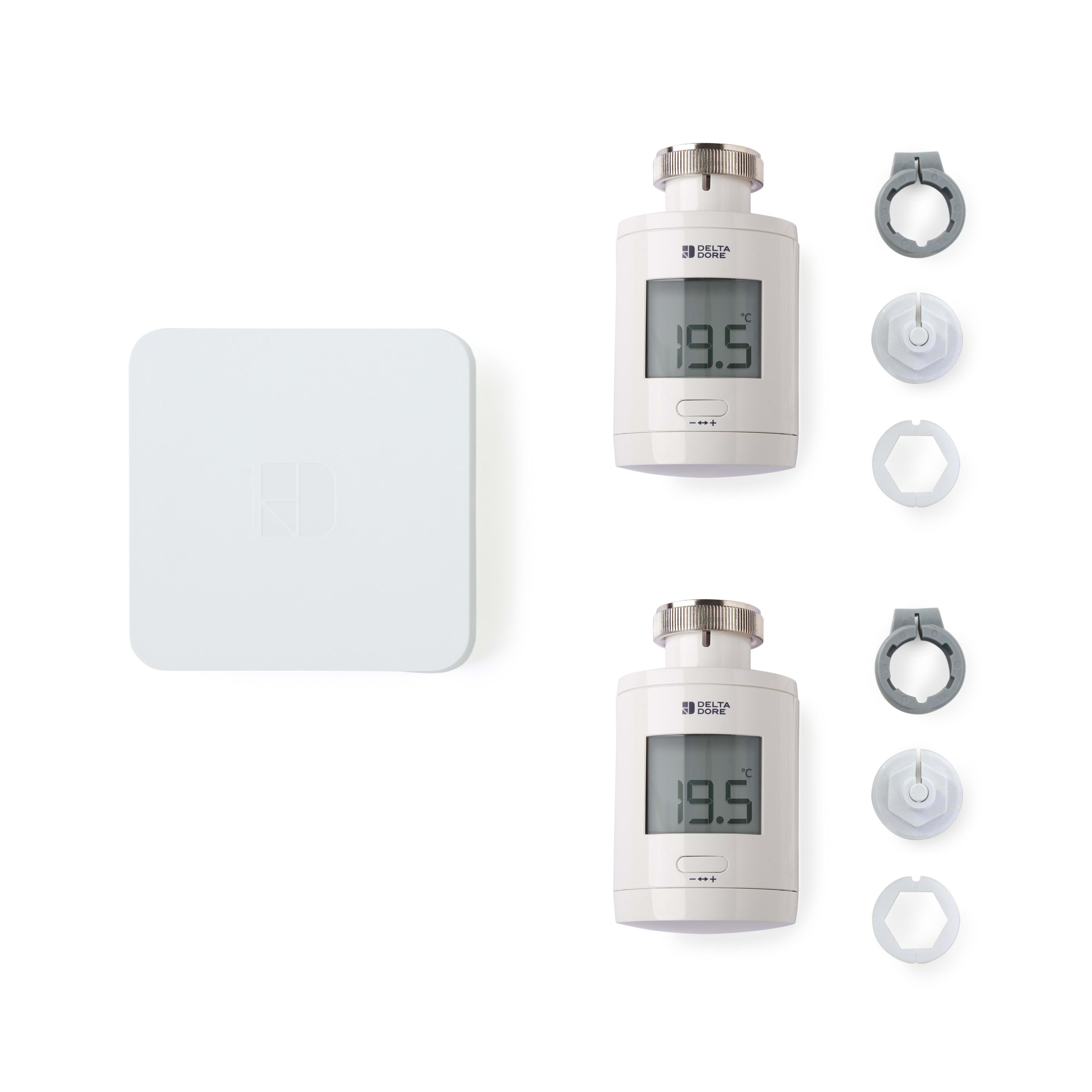 DELTA DORE - Pack Conectado TRV 1.0 | 2 cabezales termostáticos con accesorios