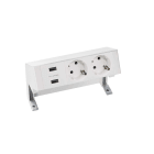 SIMON - Kit de sobremesa completo SIMON 400 con 1 cargador 2xUSB+2 bases de enchufe schuko blanco