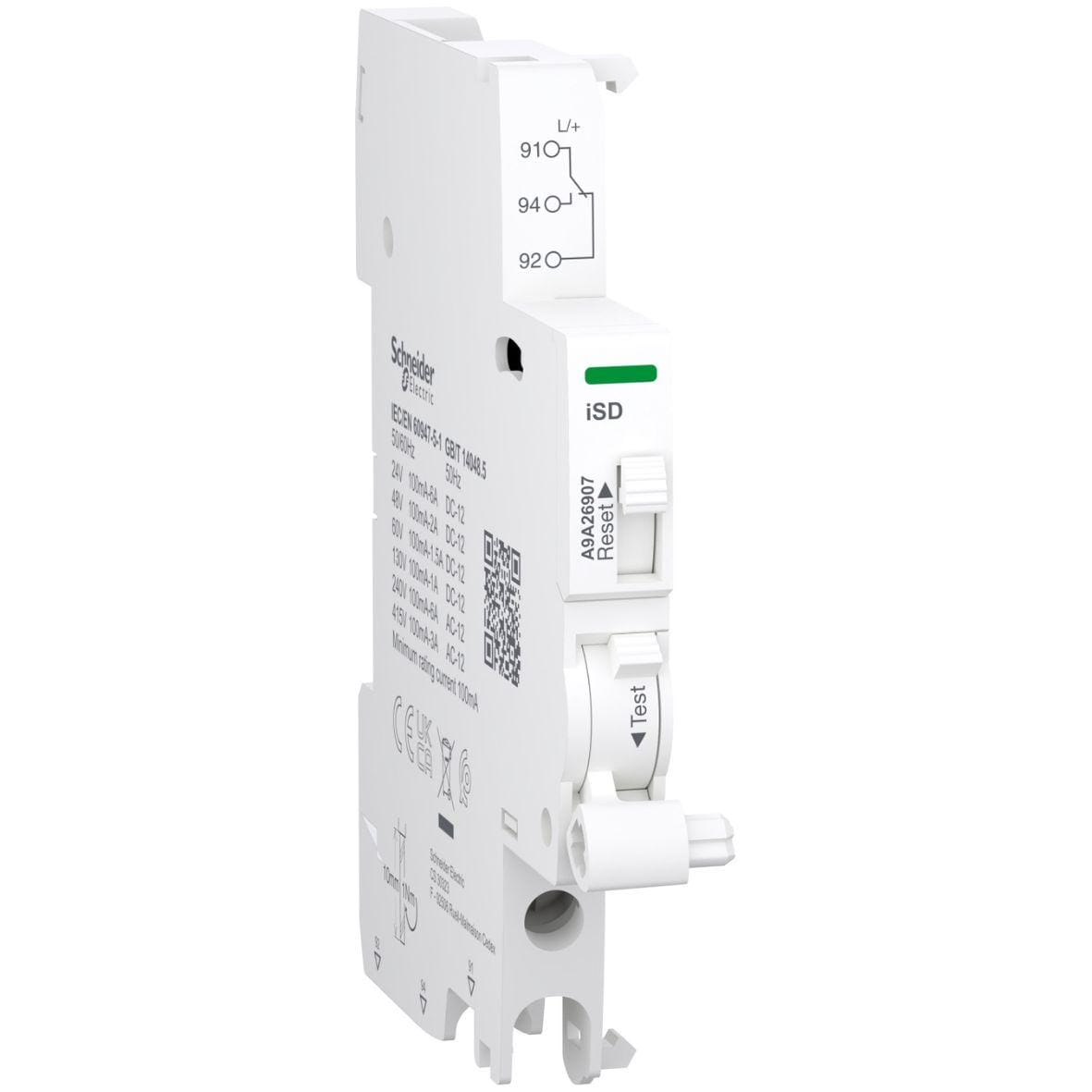 Schneider Electric - Contacto auxiliar Acti9 iSD 100mA to 6A AC-DC