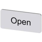 SIEMENS - Plaquita 12,5x27mm plata letras negro inscripción OPEN