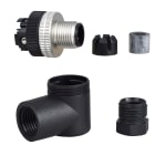 TESE - Macho, m12, 4 pines, conector acodado - glándula de cable