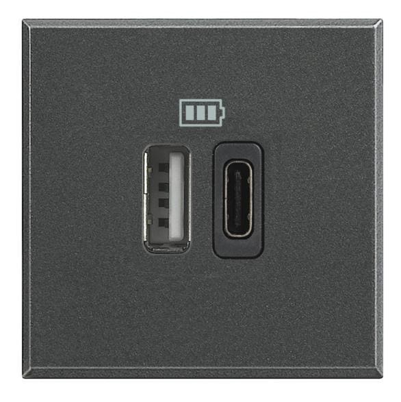 LEGRAND - Base cargador USB (A+C) Axolute - 3A - 5V - 230V - 2 módulos - Antracita