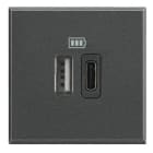 LEGRAND - Base cargador USB (A+C) Axolute - 3A - 5V - 230V - 2 módulos - Antracita