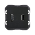 SIMON - Conector SIMON 270 HDMI+USB tipo A negro mate