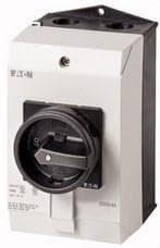 EATON - Interruptor general 3P+1 NO+1 NC 25A montaje en caja maneta negra bloqueable en posición 0 (OFF) para Norte América