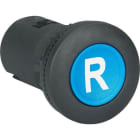 ROCKWELL - PULSADOR METÁLICO REARME INSCRIPCIÓN-R AZUL