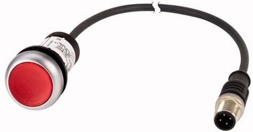 EATON - Pulsador luminoso rasante retorno rojo 24V 1 NC con cable 0.5m y conector M12A