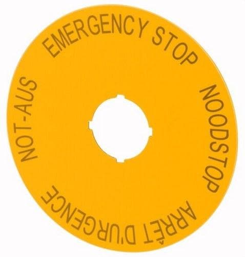 EATON - Placa parada de emergencia grabada M22-XAK3