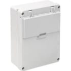 SOLERA - CAJA ESTANCA DE DISTRIBUCIÓN DE 7 ELEMENTOS.IP54. IK07. COLOR BLANCO Y PUERTA OPACA BLANCA. DIMENSIONES EXTERIORES 180 X 230 X 86 MM. LATERALES LISOS. PRECINTABLE. CIERRE CON TORNILLOS 1/4 DE VUELTA.