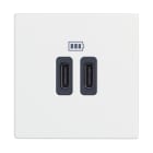 BTICINO - Base cargador doble USB Classia - Tipo C+C - Blanco - 2 módulos