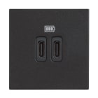 BTICINO - Base cargador doble USB Classia - Tipo C+C - Dark - 2 módulos
