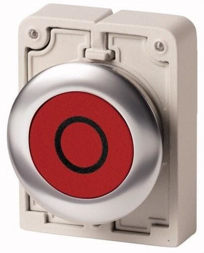 EATON - Pulsador rasante M30I-FDR-R-X0 30mm enclavamiento rojo inscripción X0 anillo inoxidable frente plana