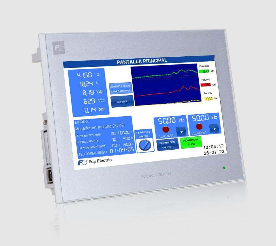 FUJI - PANTALLA TÁCTIL DE 10.4 PULGADAS. GAMA V9 LITE. RESOLUCIÓN 640 X 480. TÁCTIL RESISTIVO. 24V DC. LAN X 1.