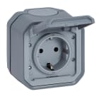 LEGRAND - Base de corriente monobloc superficie Plexo IP 55 - 16A - 2P+T - embornamiento automático - gris