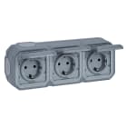 LEGRAND - Base de corriente Plexo IP 55 - 16A - 3x2P+T - instalación en superficie horizontal - gris