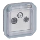 LEGRAND - Base TV-R-SAT Plexo componible gris - con demodulador individual - Instalación de superficie o de empotrar - gris