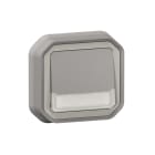 LEGRAND - Pulsador NA+NC luminoso con portaetiquetas Plexo gris - Monobloc de empotrar - 10 A