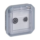 LEGRAND - Base TV/R-SAT única - Plexo componible - 1,5 dB - 2400 MHz - Instalación de superficie o de empotrar - gris