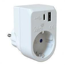 SOLERA - ADAPTADOR  2P+T, 16A 250V~. +USB A+USBC 3A 5VDC.