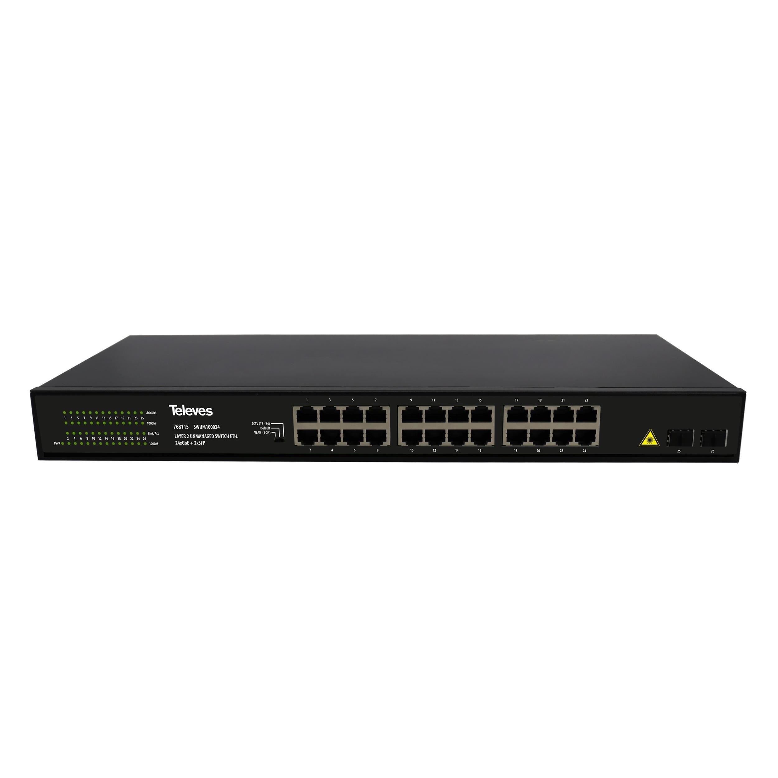 TELEVES - SWITCH ETHERNET LAYER 2 NO GESTIONABLE 24XGBE + 2X