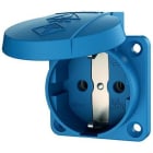 MENNEKES - Base enchufe semiempotrable schuko 16A 2P+T 230V azul, IP54, estándar alemán, con tapa abatible, a tornillo