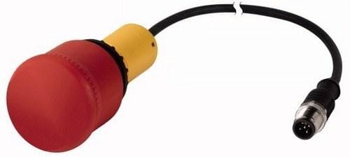 EATON - Pulsador de parada de emergencia compacto 22mm C22-PV-K02-P10 38mm desenclavamiento por tracción 2 NC con cable 0.2m