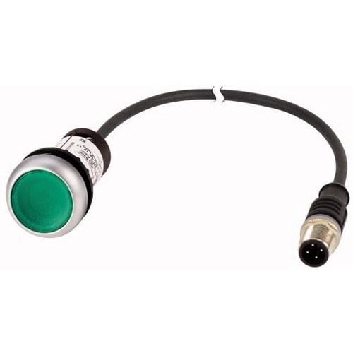 EATON - Pulsador luminoso rasante compacto C22-DRL-G-K10-24-P1 22mm con enclavamiento verde 24V AC/DC 1 NO con cable 0.2m