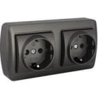 SOLERA - BASE FIJA DOBLE 2P+T, 16A 250V~. DE SUPERFICIE.