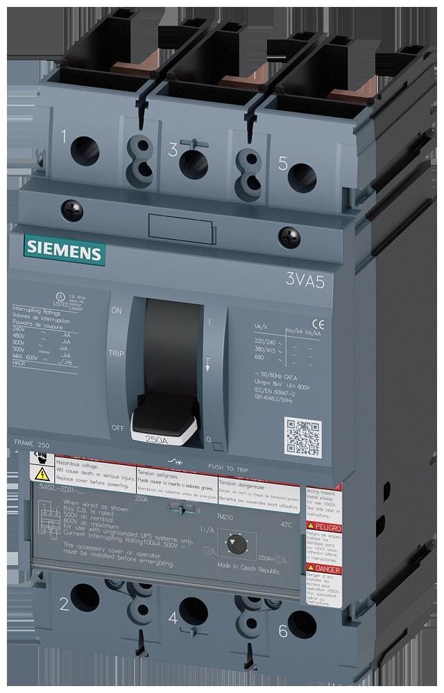 SIEMENS - AUT.3VA5 UL To.250 CL.PODER CT.M 35kA 480V 3 P,PROT.DISTRIBUCIONES TM210,FTFM