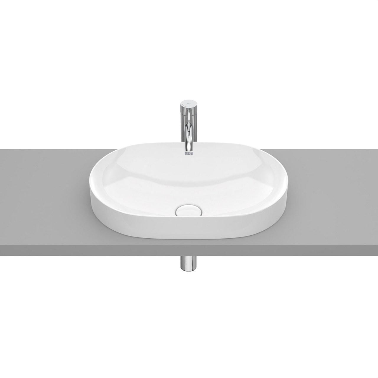 ROCA - Lavabo encimera FINECERAMIC redondo diámetro 550x75 blanco
