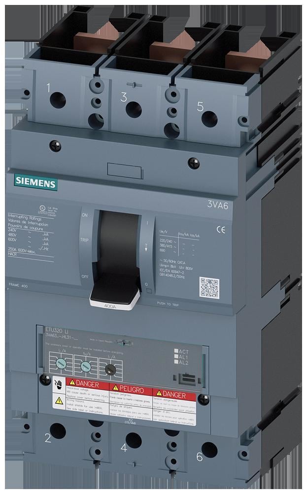 SIEMENS - AUT.3VA6 UL To.400 CL.PODER CT.M 35kA 480V 3 P,PROT.DISTRIBUCIONES ETU320,LI
