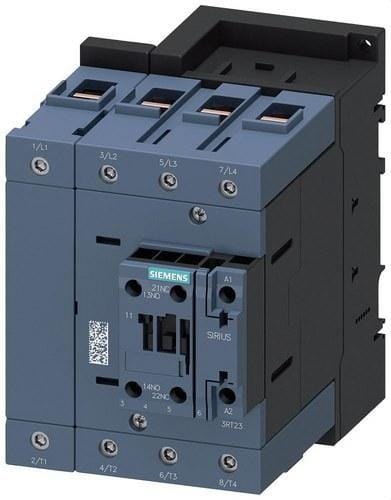 SIEMENS - Contactor 4S AC-1:160A AC 24V / 50Hz 4 polos, 4S, tamaño S3 borne de tornillo 1NA+1NC integrados