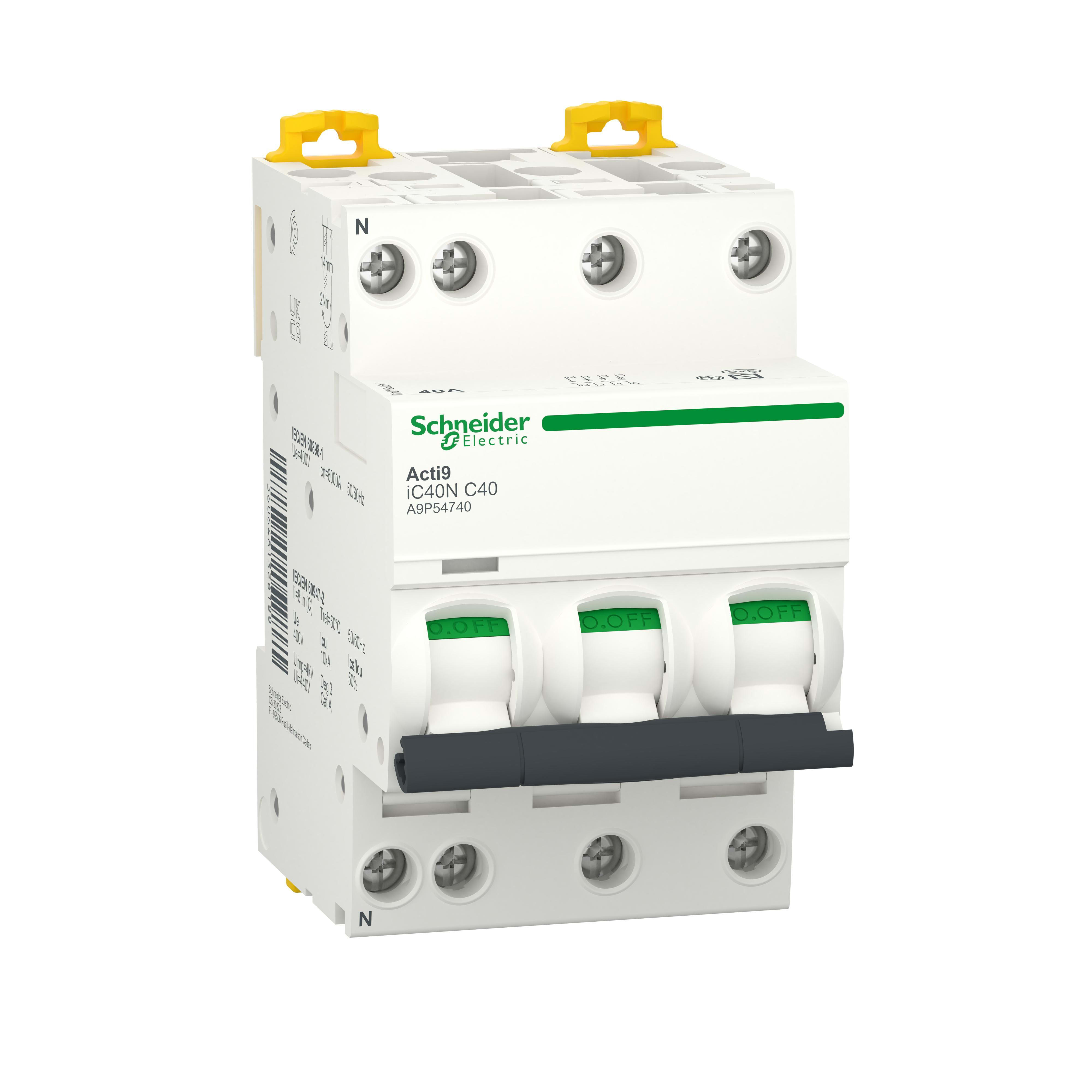 Schneider Electric - Interruptor automático en miniatura ACTI 18 IC40N 3PN C 40A 6000A/10kA