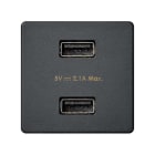 SIMON - Cargador SIMON 27 PLAY con 2xUSB 5V DC 2,1A grafito